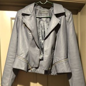 Light blue leather jacket